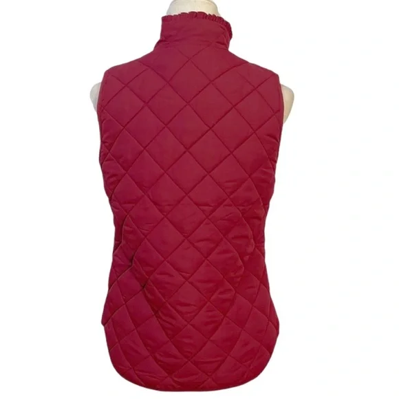 J. Crew Mercantile Burgundy Ruffle Neck Quilted Vest - Picture 8 of 11